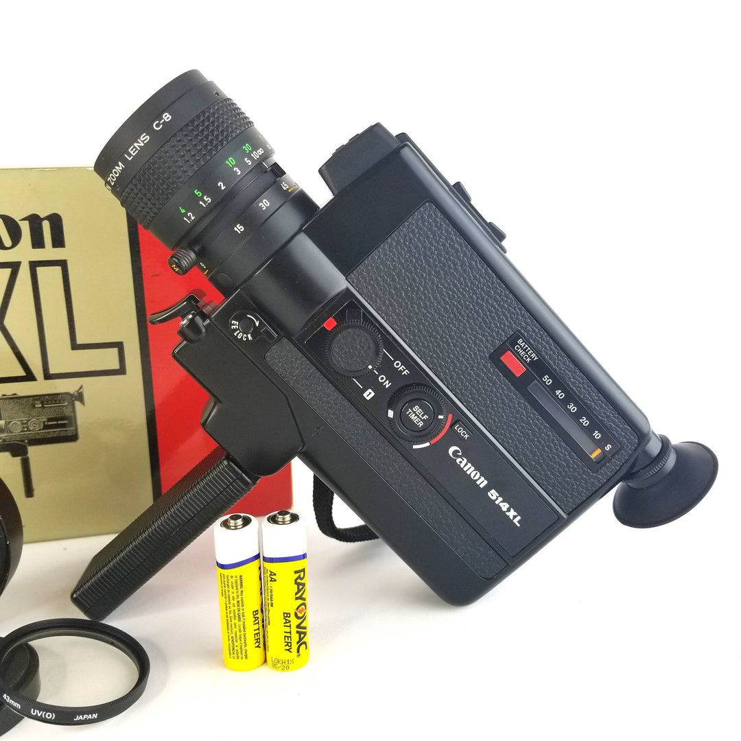 Canon 514XL Super 8 Camera Professionally Serviced With Retail Box & C-8 Wide Attachment Super 8 Cameras Canon