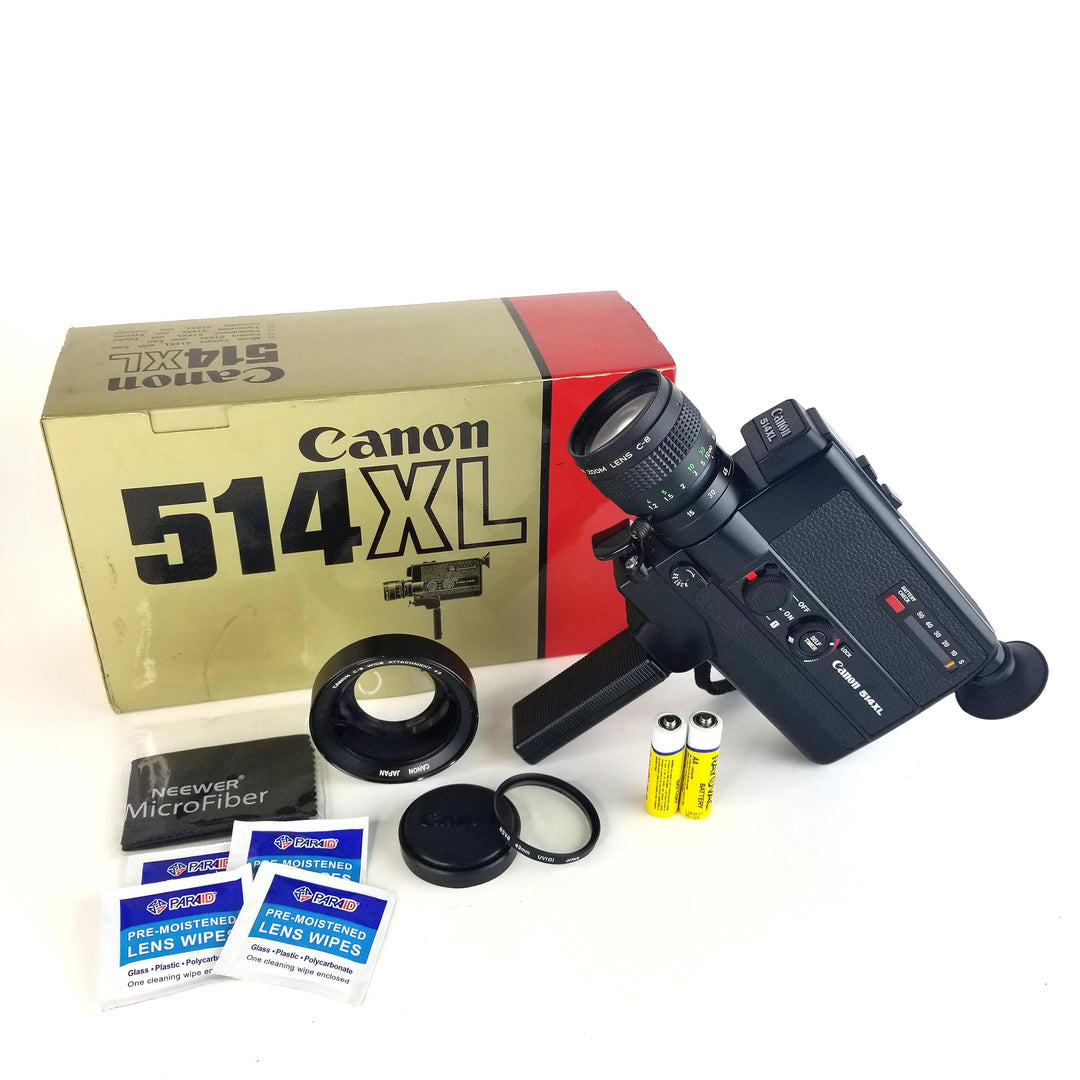 Canon 514XL Super 8 Camera Professionally Serviced With Retail Box & C-8 Wide Attachment Super 8 Cameras Canon