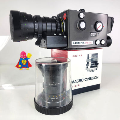 Leicina Special with Schneider Optivaron f1.8/6-66mm (Leicinamatic Power Zoom, Auto Exposure), additional Macro Lens Cinegon 1:1,8/10 Super 8 Cameras Leicina 