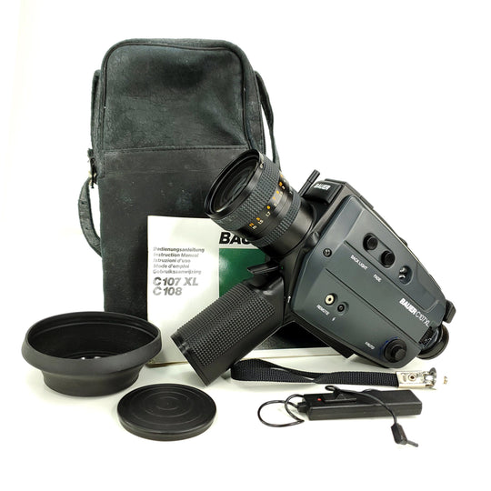 Bauer C107 XL Super 8 Camera Professionally Serviced - With Manual Zoom only Super 8 Cameras Bauer Camera+ALL Accessories 