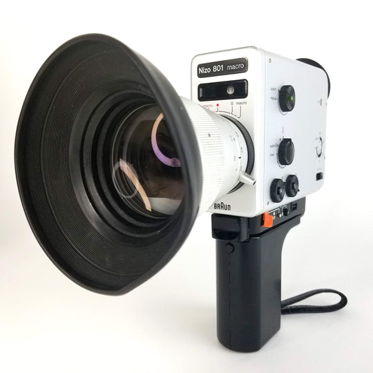 BRAUN NIZO 801 Macro Super 8 Camera in EXCELLENT Condition With Remote Control, Lens Hood, & Precision Zoom Lever