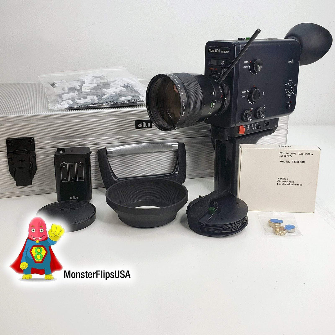 Nizo 801 Macro Super 8 Camera Black Edition With Aluminum Case - Ultimate Bundle Super 8 Cameras Braun Nizo 