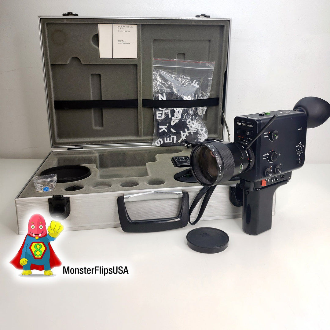Nizo 801 Macro Super 8 Camera Black Edition With Aluminum Case - Ultimate Bundle Super 8 Cameras Braun Nizo 