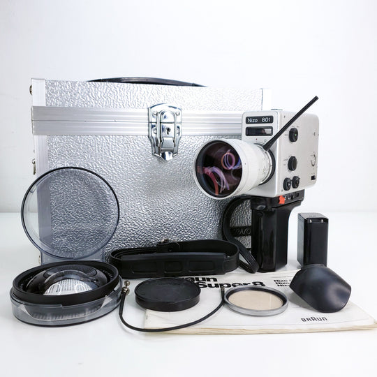 Nizo 801 Super 8 Camera Ultimate Bundle with Aluminum Case, Ultra Wide Nizo 3 Lens and much more! Super 8 Cameras Braun Nizo 